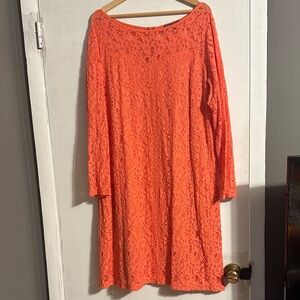 Jessica London Vibrant Peach Lace Dress
